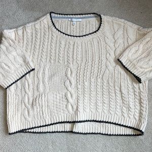 Victoria’s Secret Chunky Cable Knit Cream & Gray Hi/Lo Sweater Size Medium